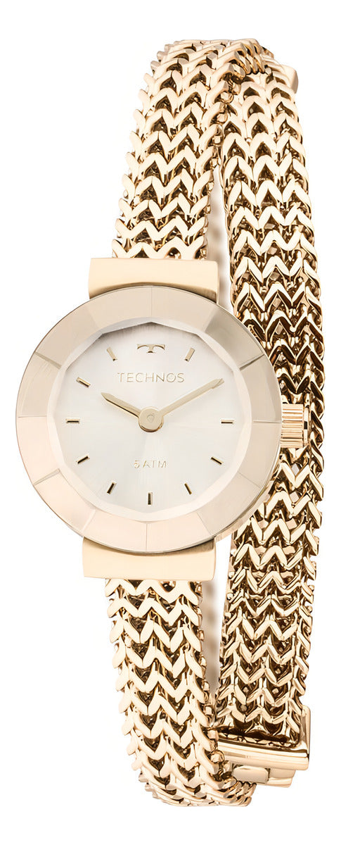 Relógio Feminino Technos Mini Dourado CAIXA Redonda