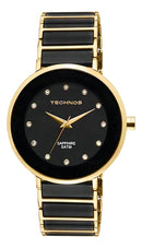 Relógio Feminino Technos Ceramic PRETO Cor Da Correia Dourada E preto Cor Do Bisel Dourado E PRETO