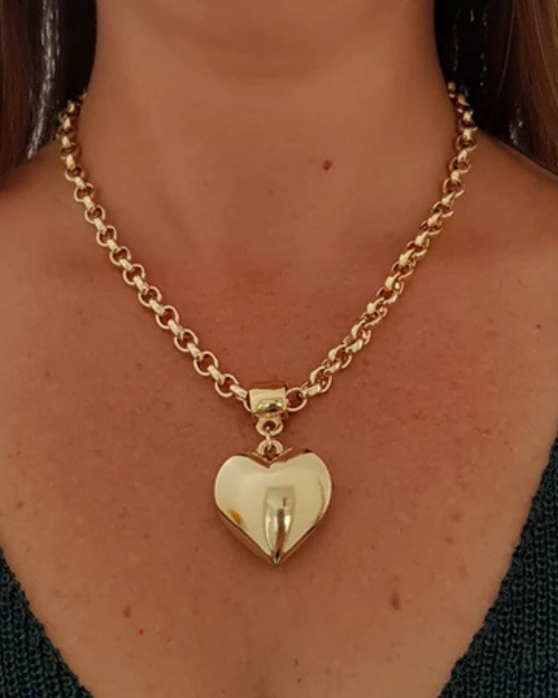 A Elegância Única da Nossa corrente elo português mais pingente coração 8.0g ouro 18k