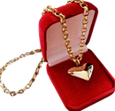 A Elegância Única da Nossa corrente elo português mais pingente coração 8.0g ouro 18k