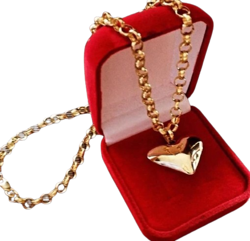 A Elegância Única da Nossa corrente elo português mais pingente coração 8.0g ouro 18k