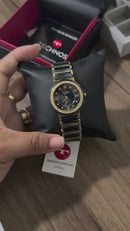 Relógio Feminino Technos Ceramic PRETO Cor Da Correia Dourada E preto Cor Do Bisel Dourado E PRETO